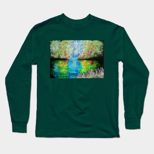 Stained Glass The Enchanted Lake Long Sleeve T-Shirt